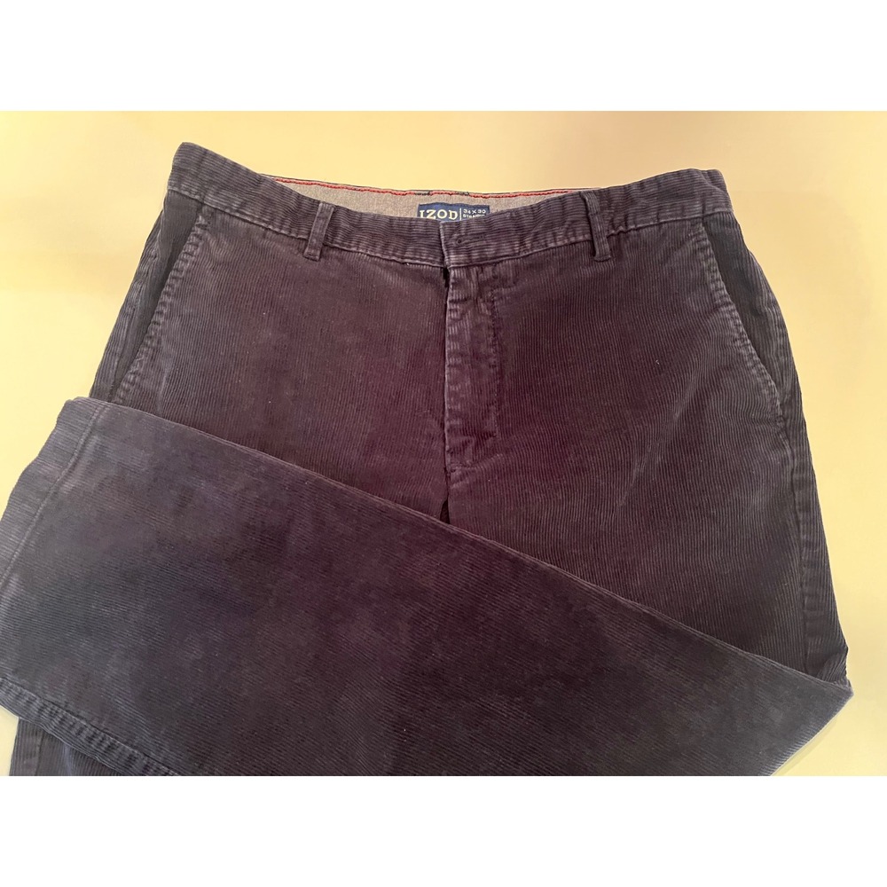 Izod Straight Fit Navy Blue Corduroy Pants Slacks Chino Size 34‎ x 30